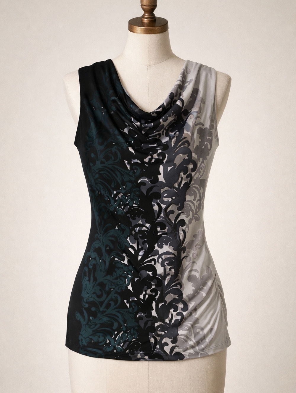 Cleo Black and Gray Swirl Women's Blouse